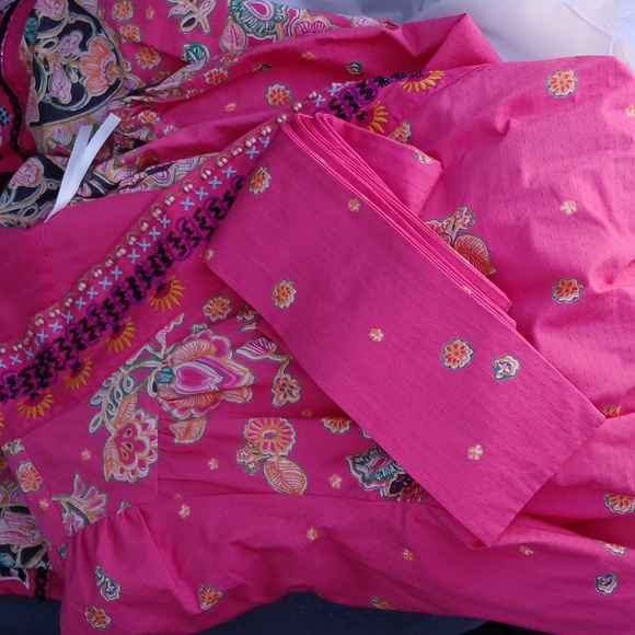 Anthropologie Raquel Long Sleeve Beaded Embroidered Mini Wrap Dress Pink M - Picture 15 of 17